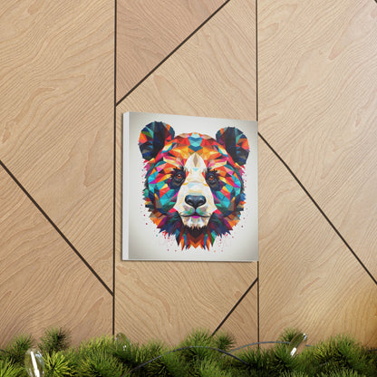 Panda Face with Geometric Patterns in Vibrant Colors