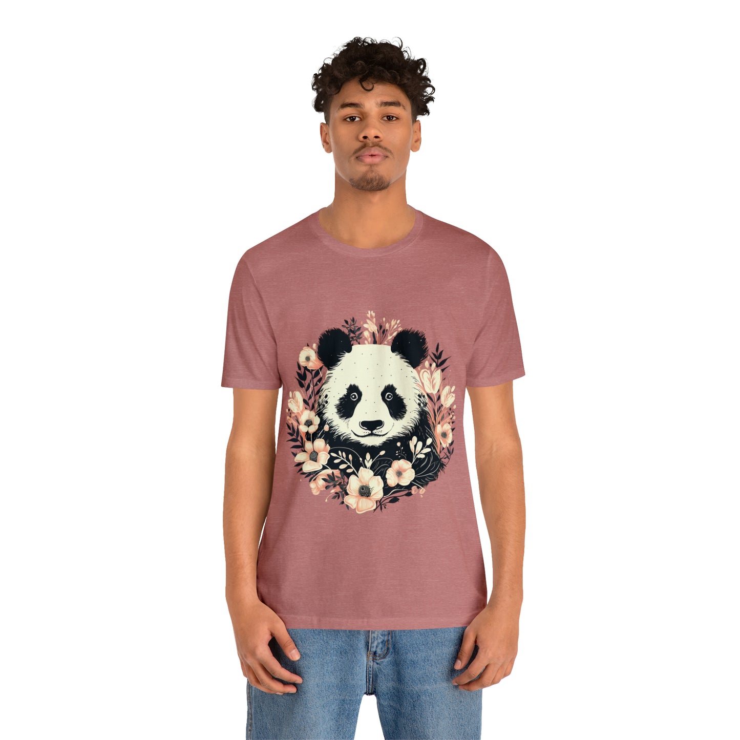 Panda Tee with Floral Background