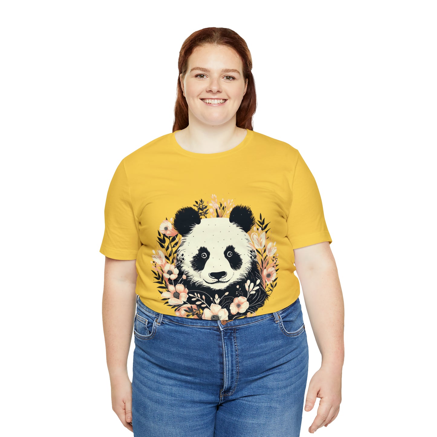 Panda Tee with Floral Background