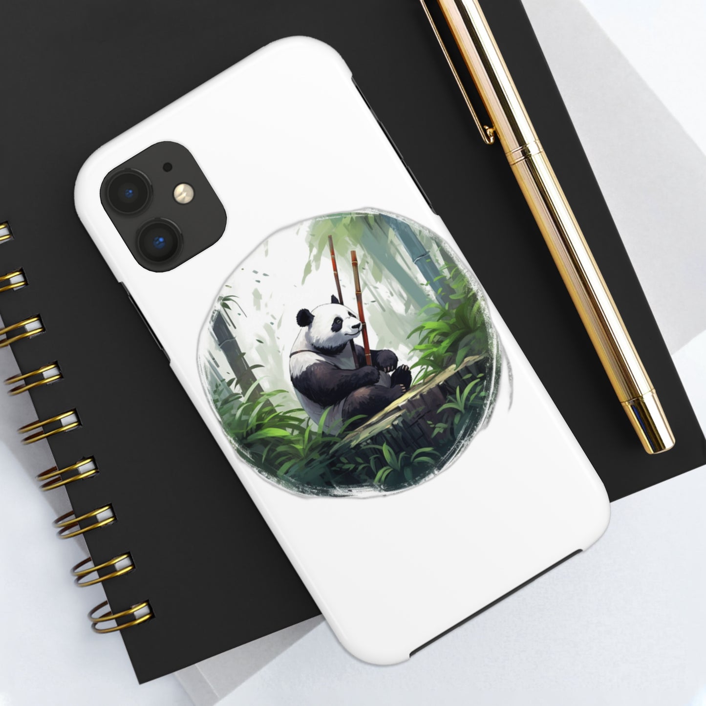 Tough Phone Cases with a Panda Painting Bamboo Forest Masterpiece