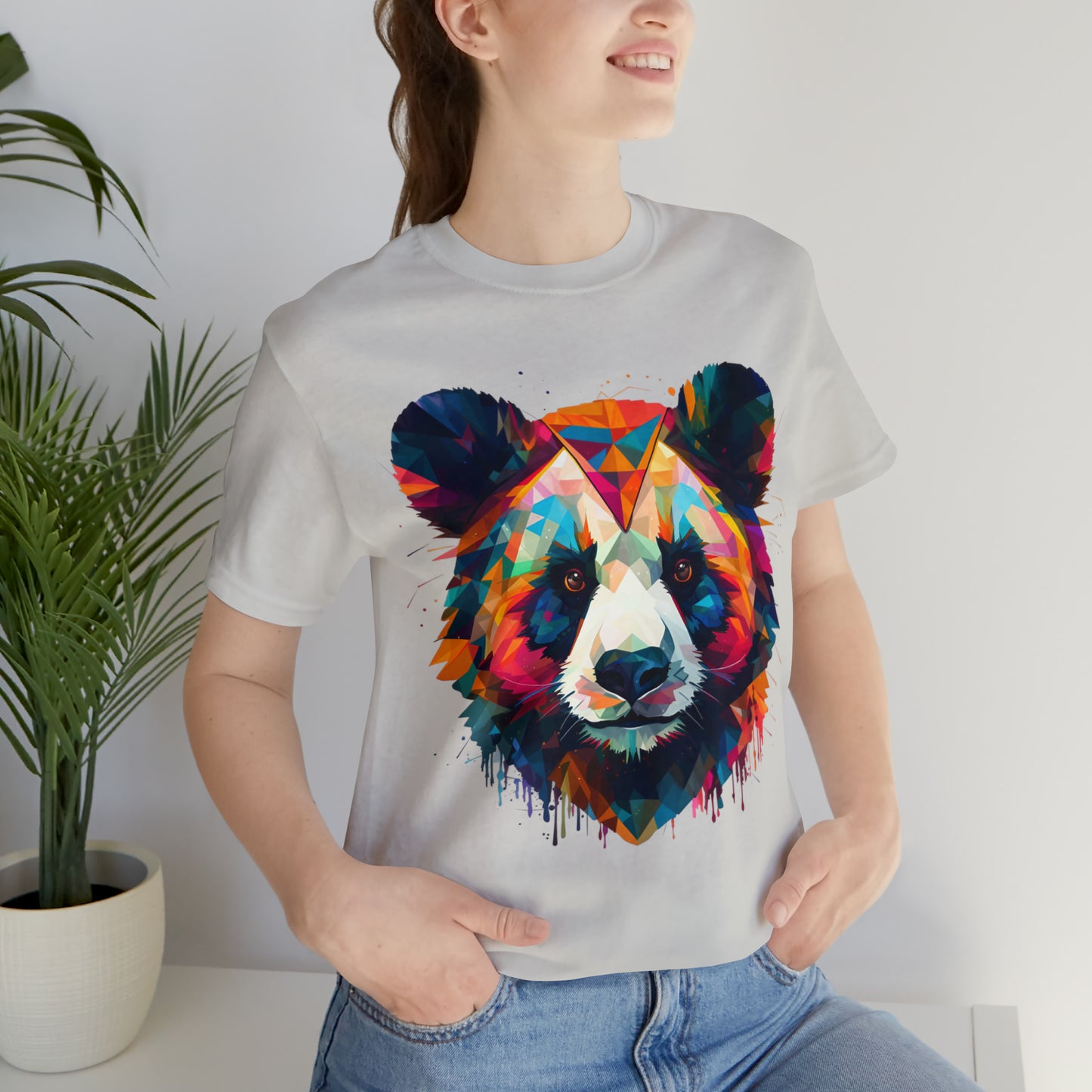 Panda Face with Geometric Patterns Tee