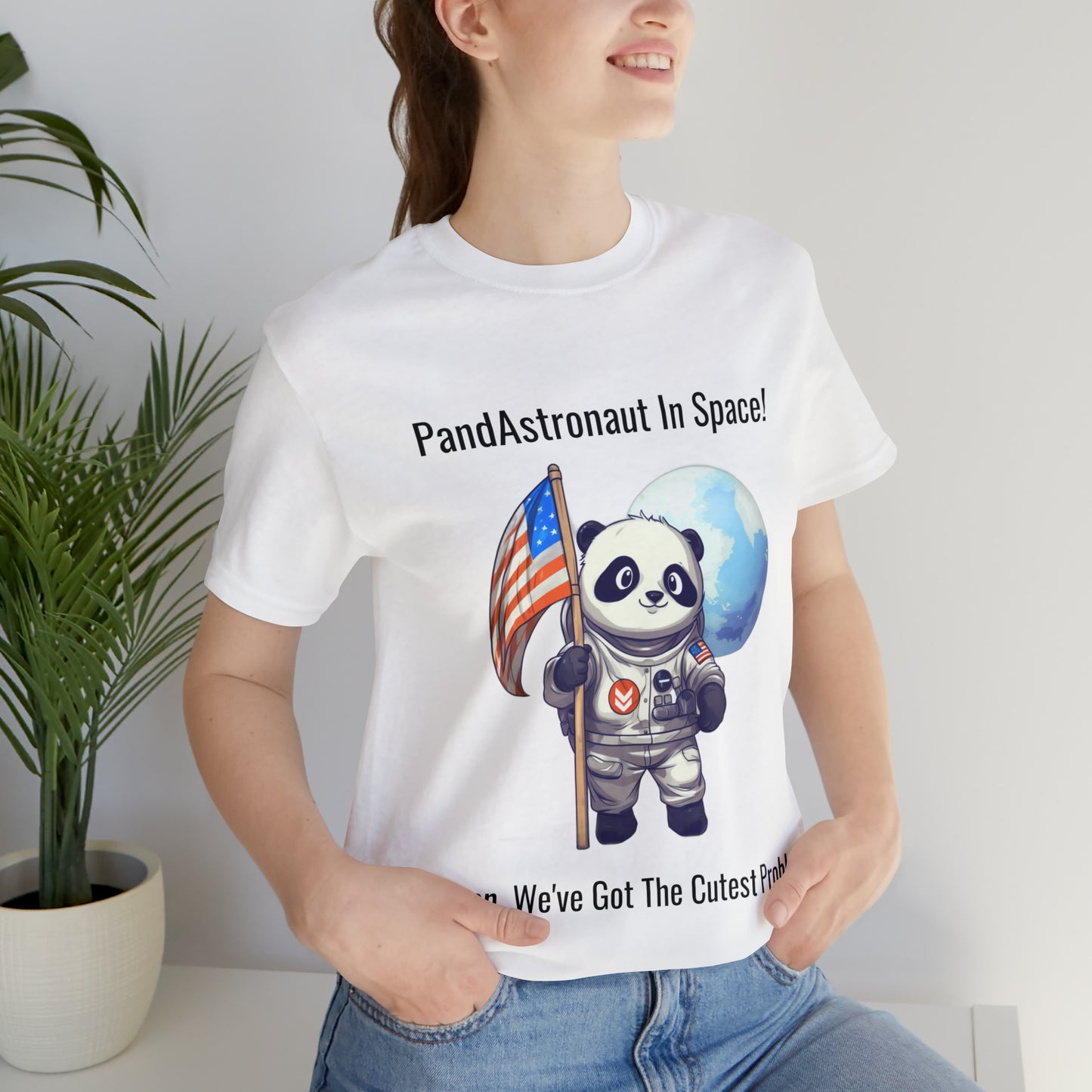 "Panda in Space" Unisex Jersey Short Sleeve Tee