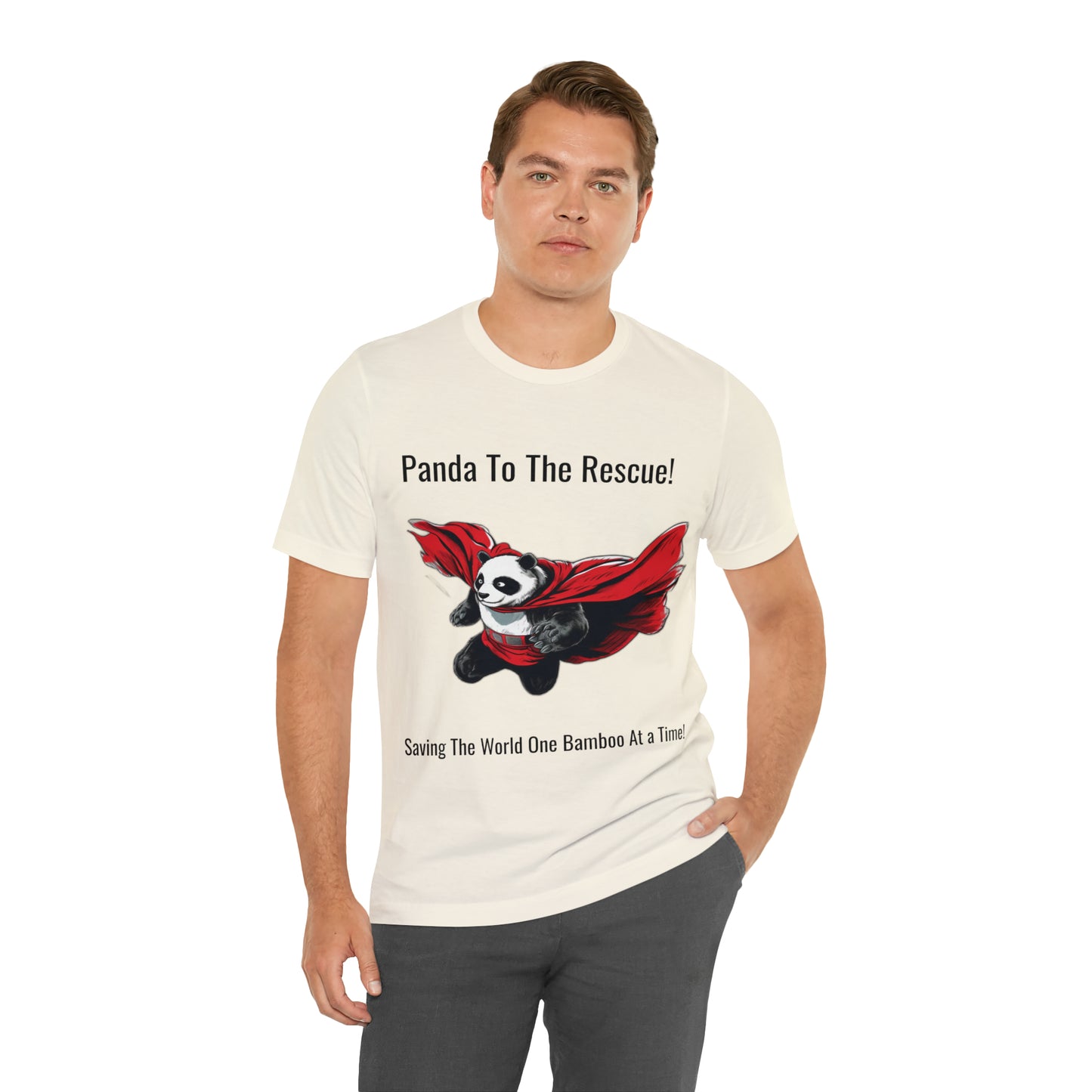 "Superhero Flying Panda" Unisex Jersey Short Sleeve Tee