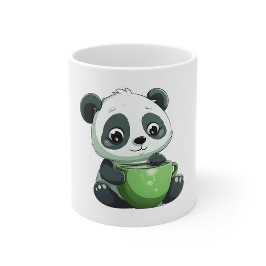 Panda Coffee Mug - 11oz Ceramic Mug with Coffee-Loving Panda Design