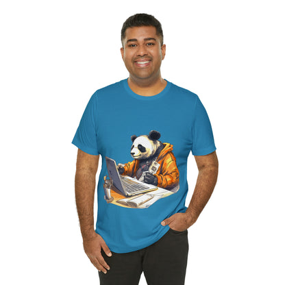 "Tech-Savvy Panda" Unisex Jersey Short Sleeve Tee