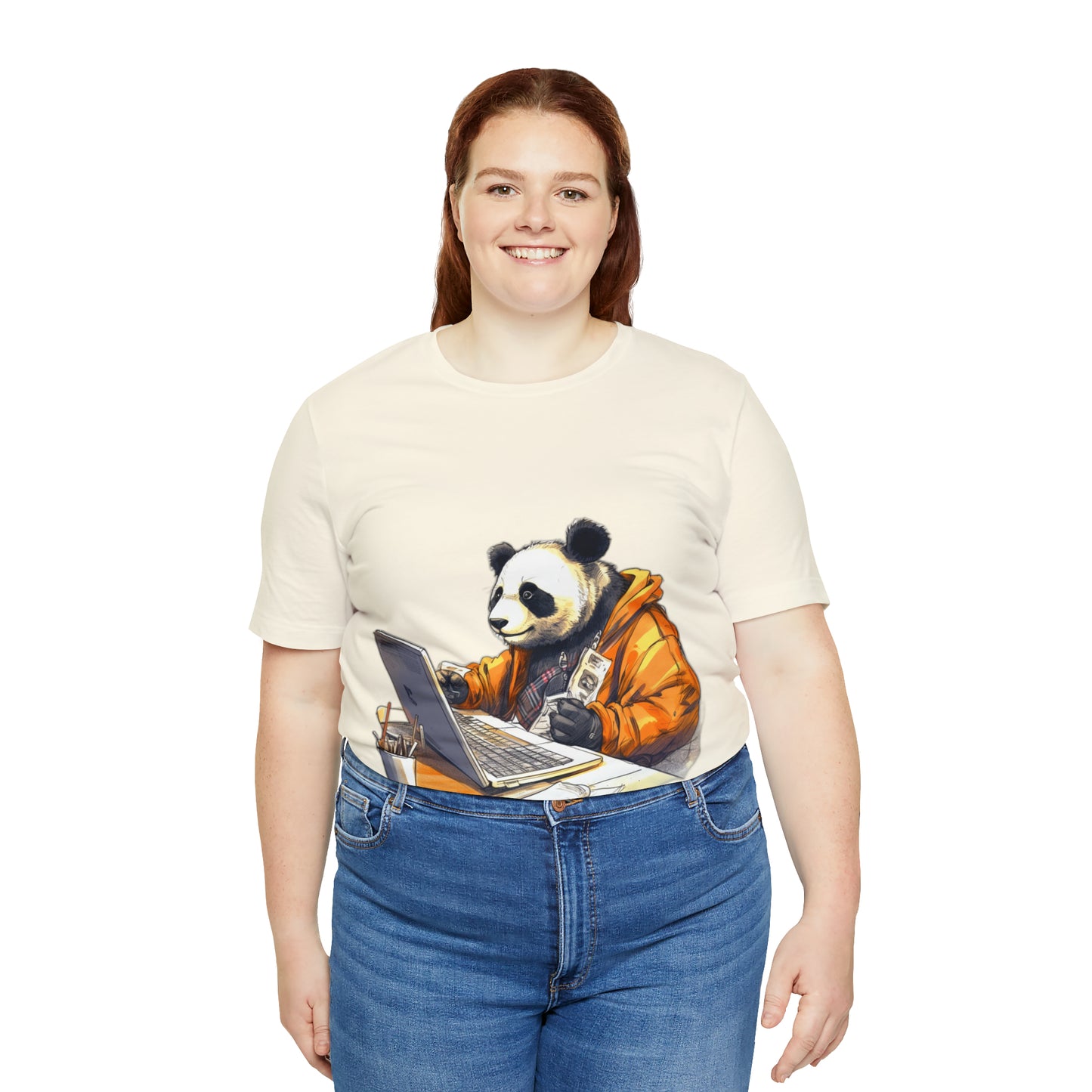 "Tech-Savvy Panda" Unisex Jersey Short Sleeve Tee