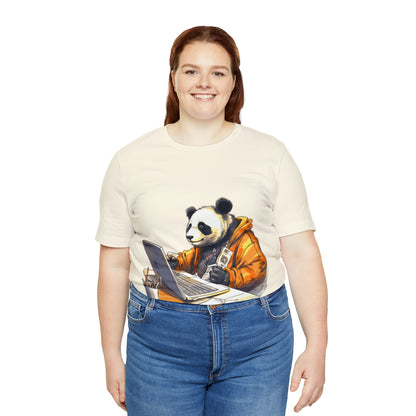 "Tech-Savvy Panda" Unisex Jersey Short Sleeve Tee