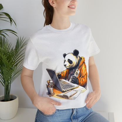 "Tech-Savvy Panda" Unisex Jersey Short Sleeve Tee