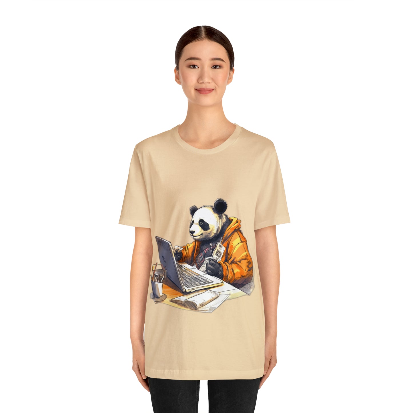 "Tech-Savvy Panda" Unisex Jersey Short Sleeve Tee