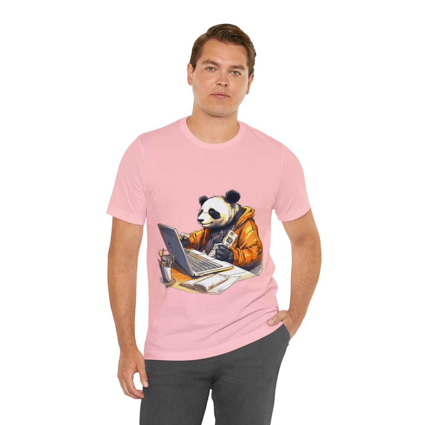 "Tech-Savvy Panda" Unisex Jersey Short Sleeve Tee