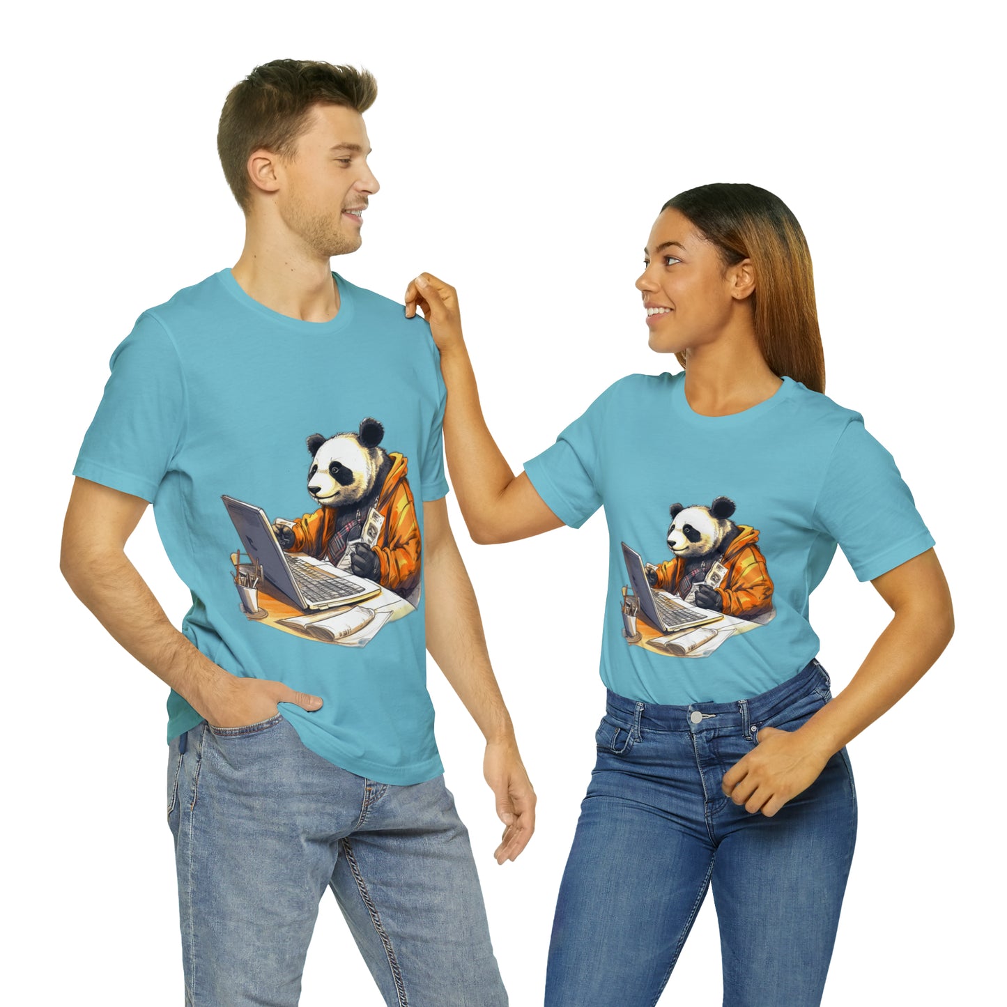 "Tech-Savvy Panda" Unisex Jersey Short Sleeve Tee