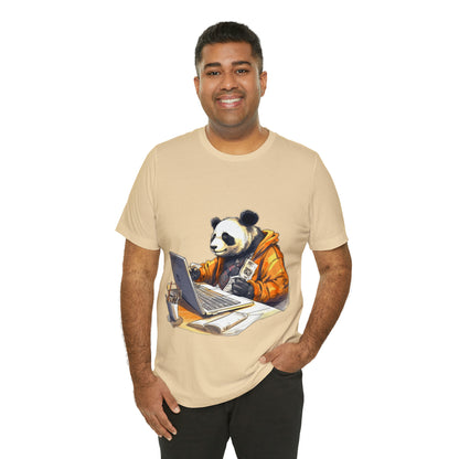 "Tech-Savvy Panda" Unisex Jersey Short Sleeve Tee