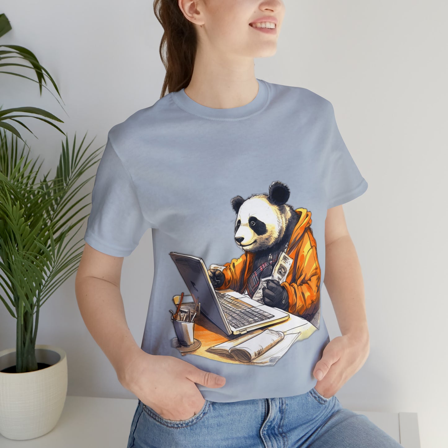 "Tech-Savvy Panda" Unisex Jersey Short Sleeve Tee