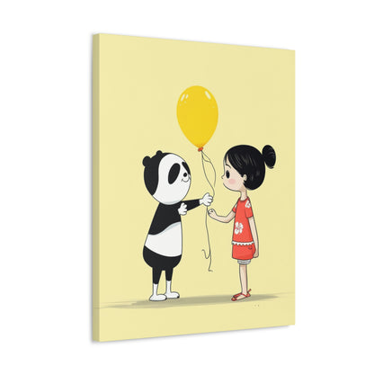 Panda & Balloon Canvas Art