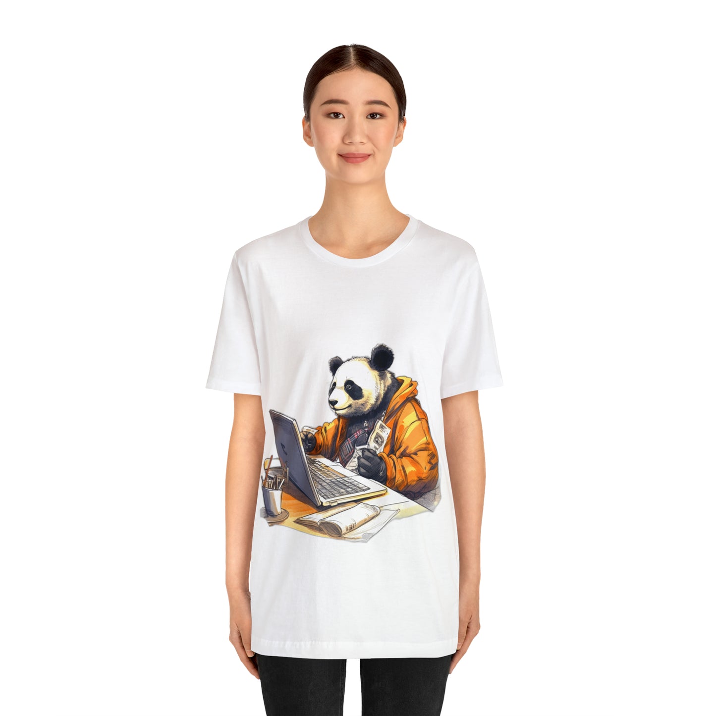 "Tech-Savvy Panda" Unisex Jersey Short Sleeve Tee