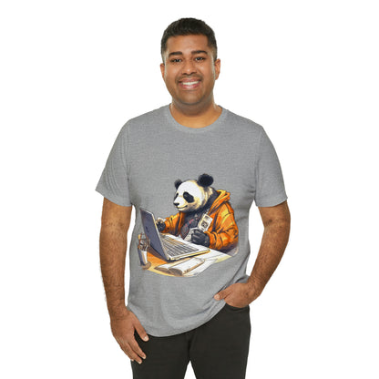 "Tech-Savvy Panda" Unisex Jersey Short Sleeve Tee