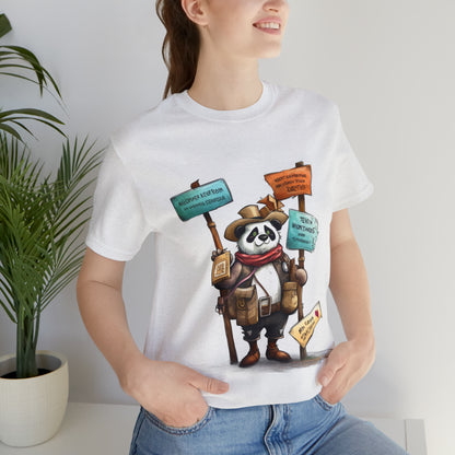 "Wanderlust Panda" Unisex Jersey Short Sleeve Tee