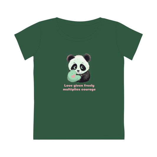 Cute Scared Panda Women's Jazzer T-Shirt - Love Multiplies Courage