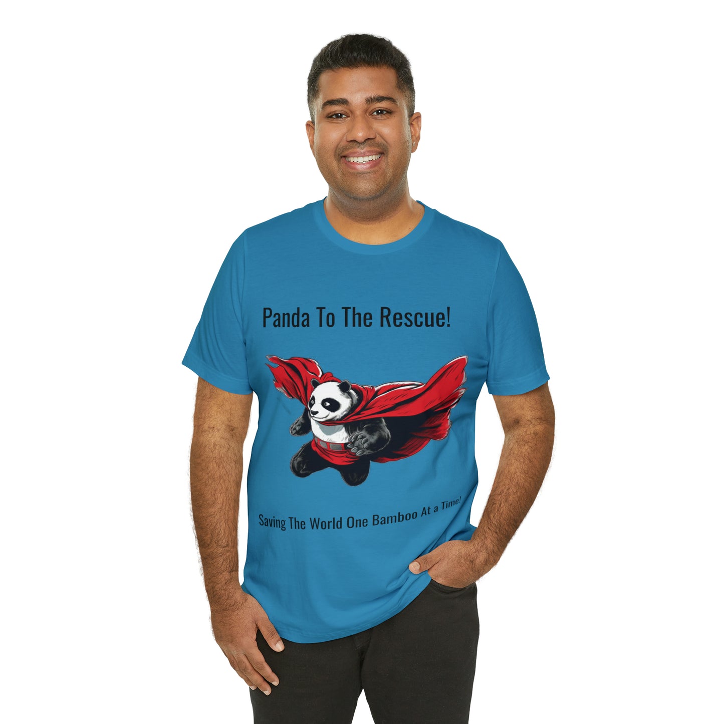 "Superhero Flying Panda" Unisex Jersey Short Sleeve Tee