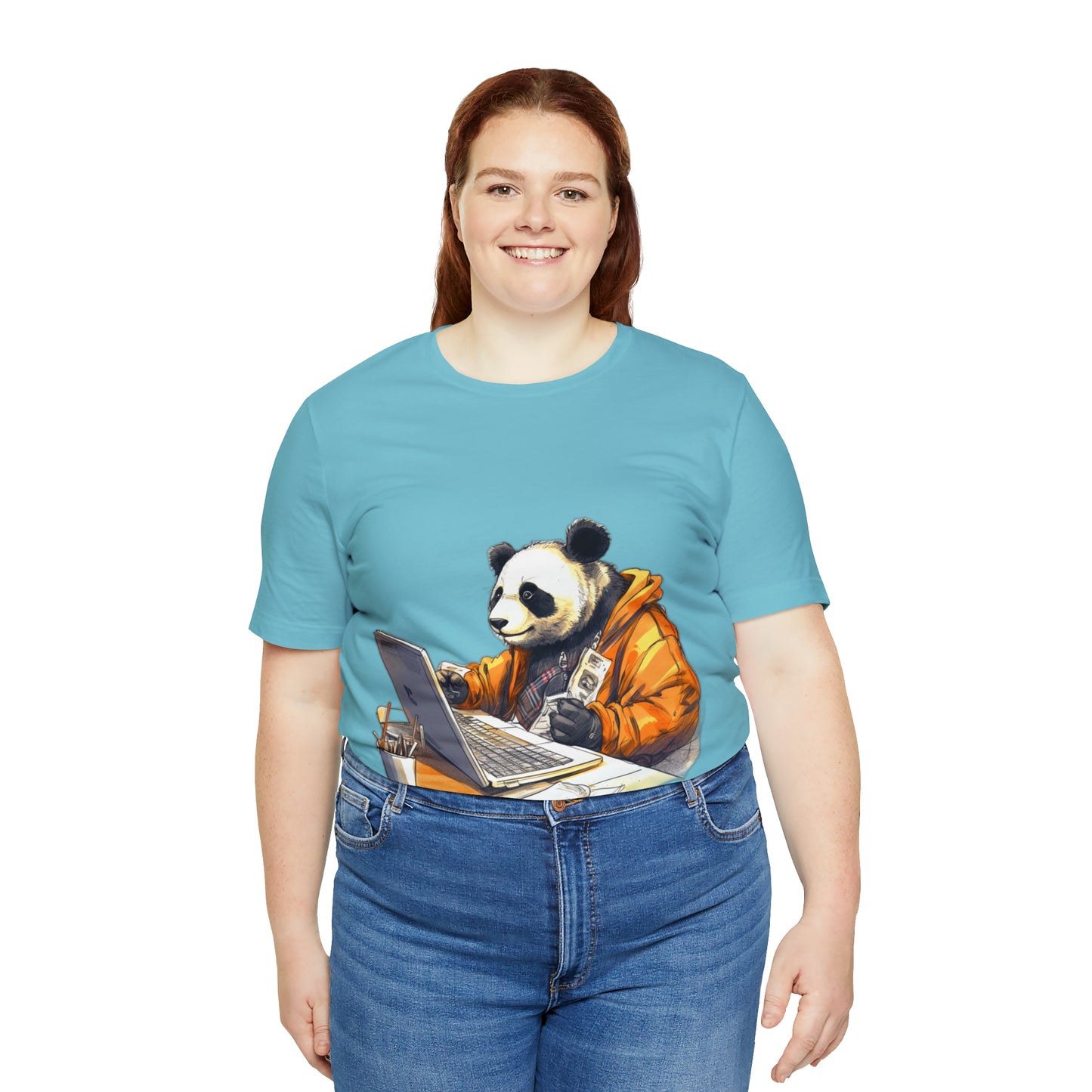 "Tech-Savvy Panda" Unisex Jersey Short Sleeve Tee