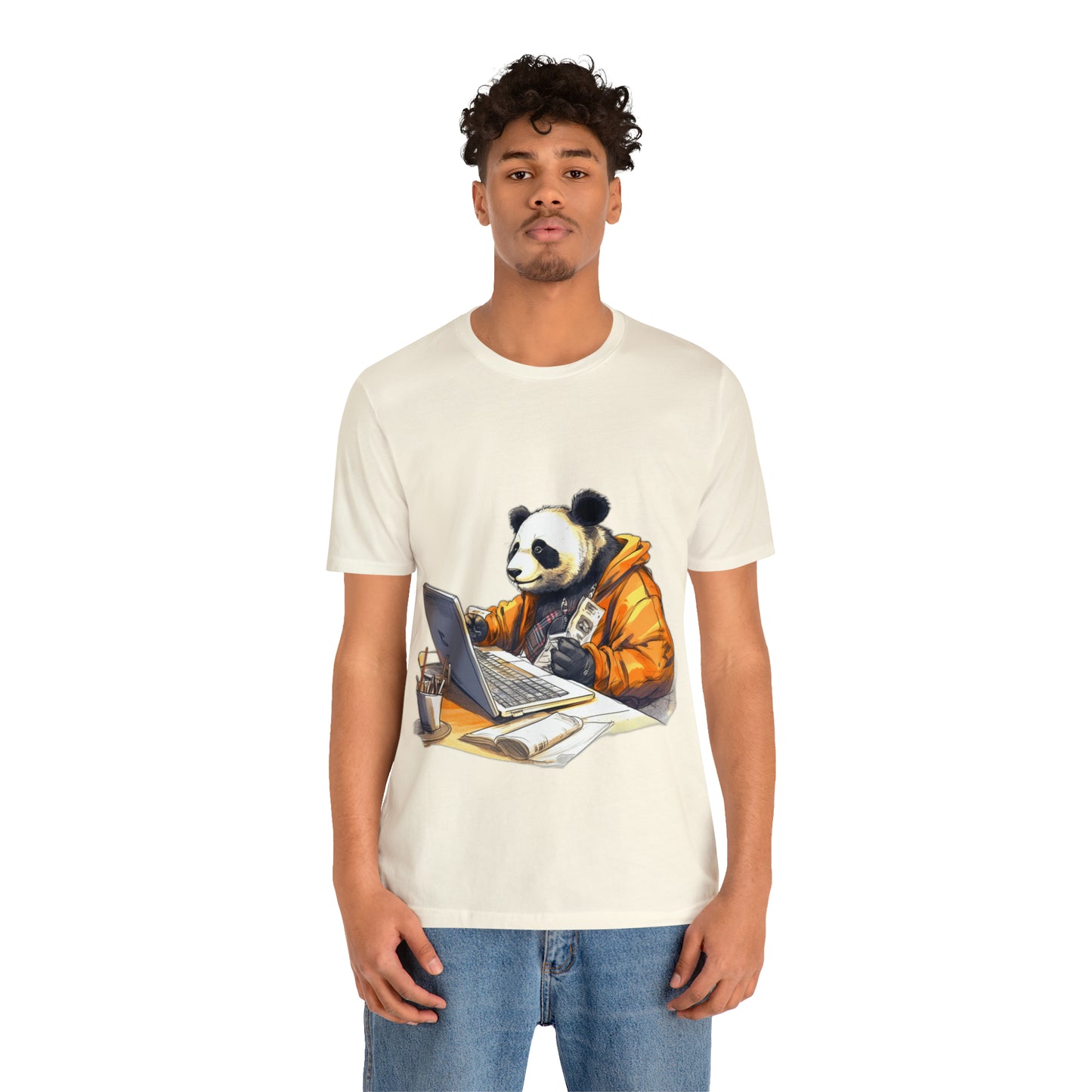 "Tech-Savvy Panda" Unisex Jersey Short Sleeve Tee