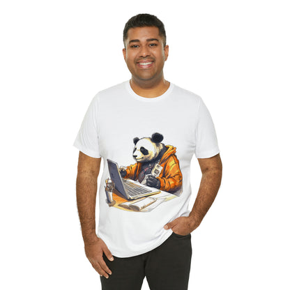 "Tech-Savvy Panda" Unisex Jersey Short Sleeve Tee