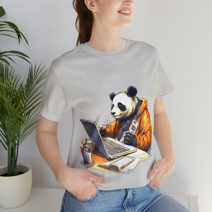 "Tech-Savvy Panda" Unisex Jersey Short Sleeve Tee