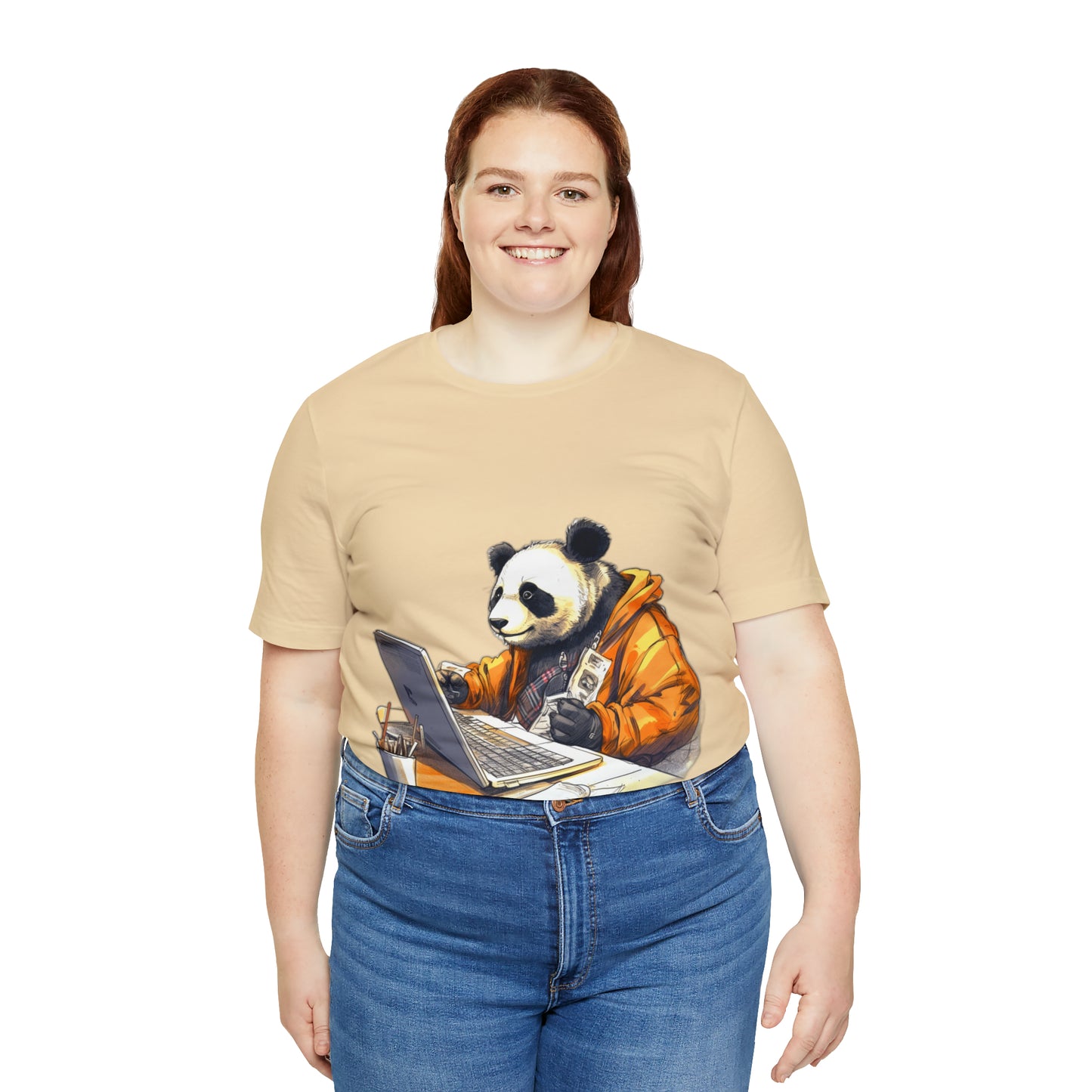 "Tech-Savvy Panda" Unisex Jersey Short Sleeve Tee