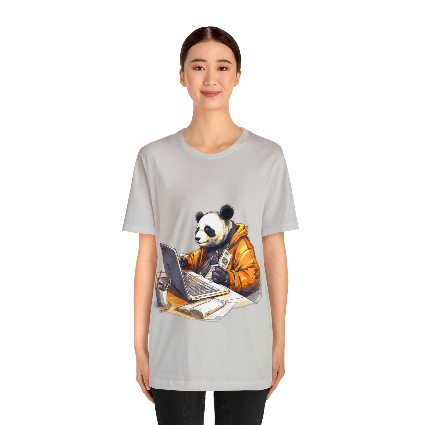 "Tech-Savvy Panda" Unisex Jersey Short Sleeve Tee