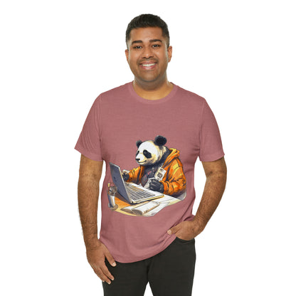 "Tech-Savvy Panda" Unisex Jersey Short Sleeve Tee