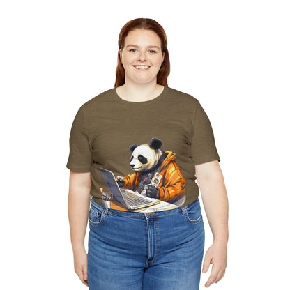 "Tech-Savvy Panda" Unisex Jersey Short Sleeve Tee