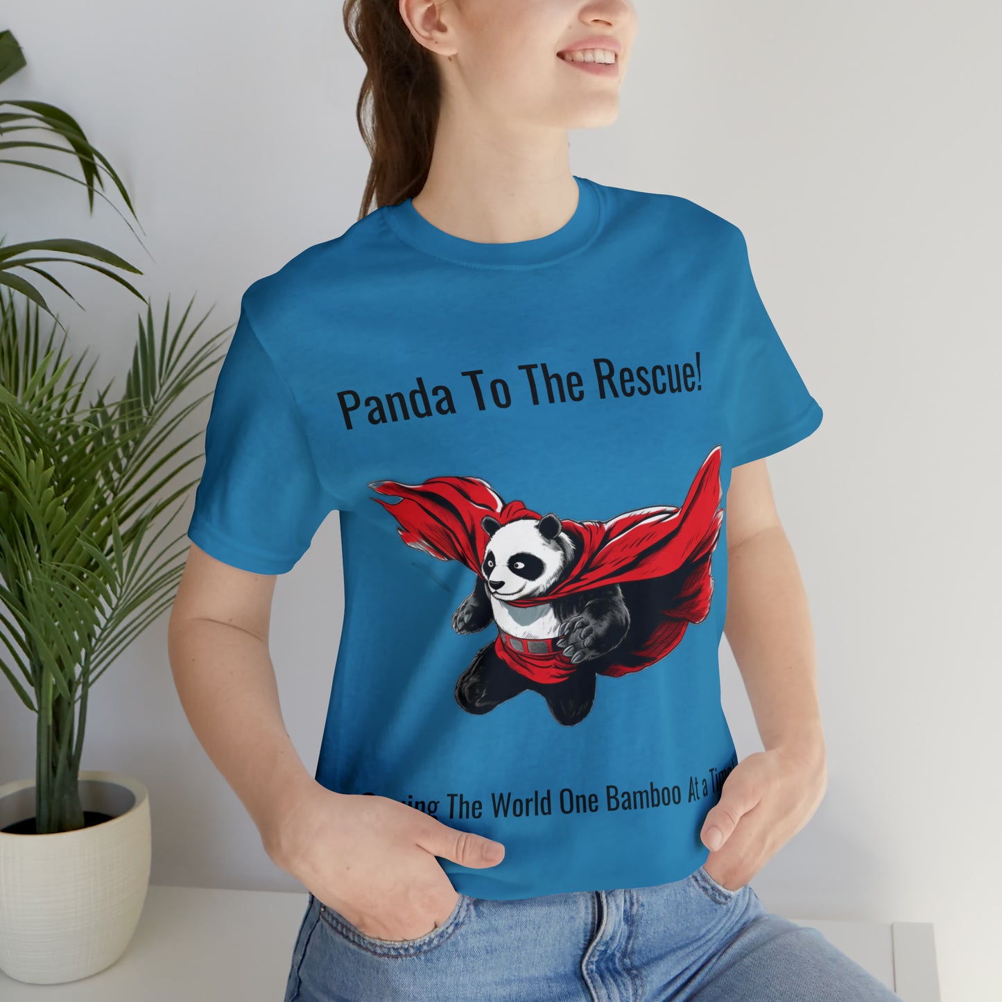 "Superhero Flying Panda" Unisex Jersey Short Sleeve Tee