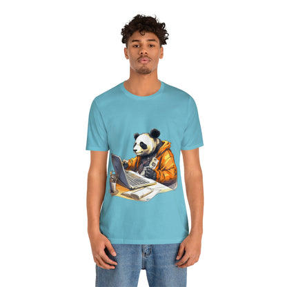 "Tech-Savvy Panda" Unisex Jersey Short Sleeve Tee