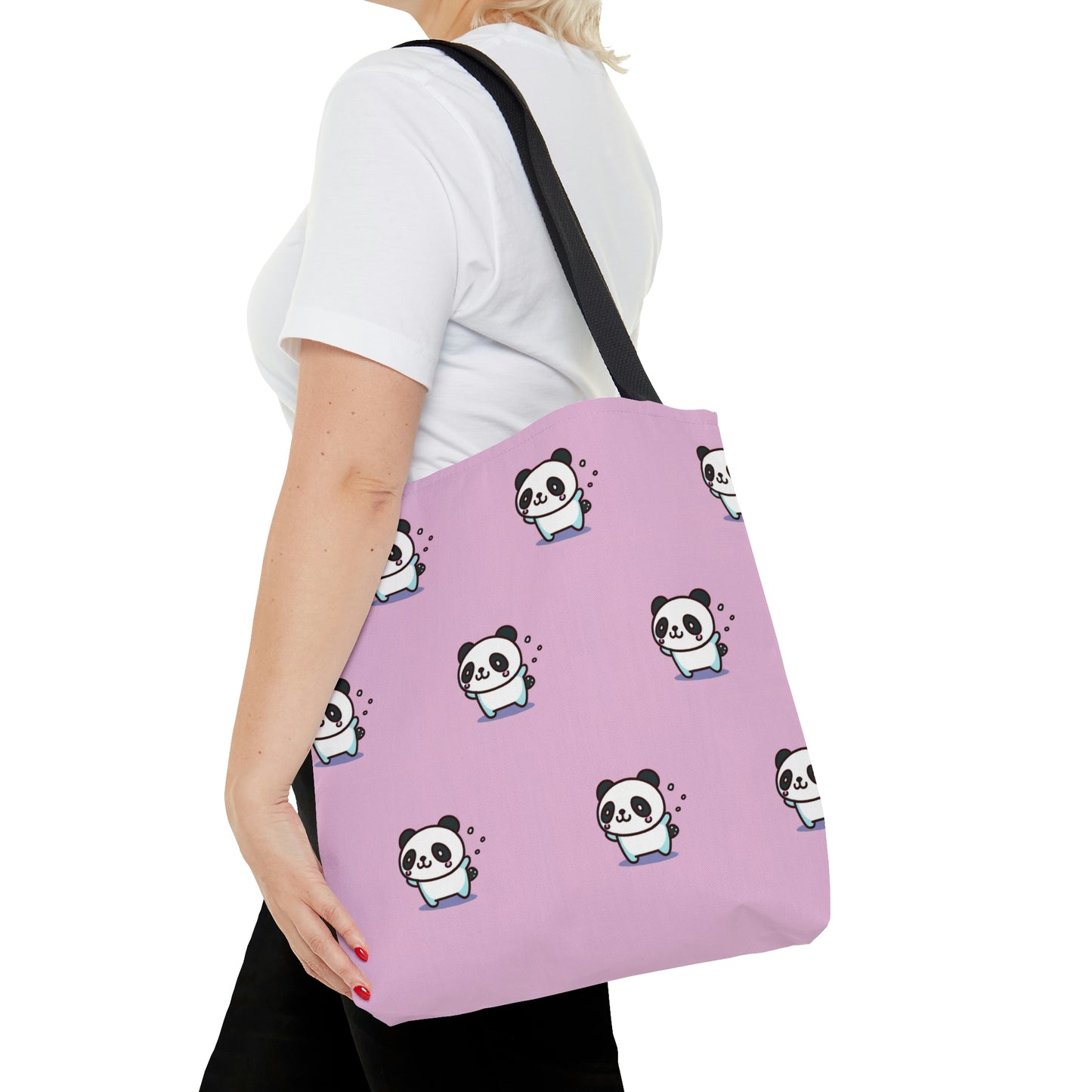 Pink Panda Pattern Tote Bag