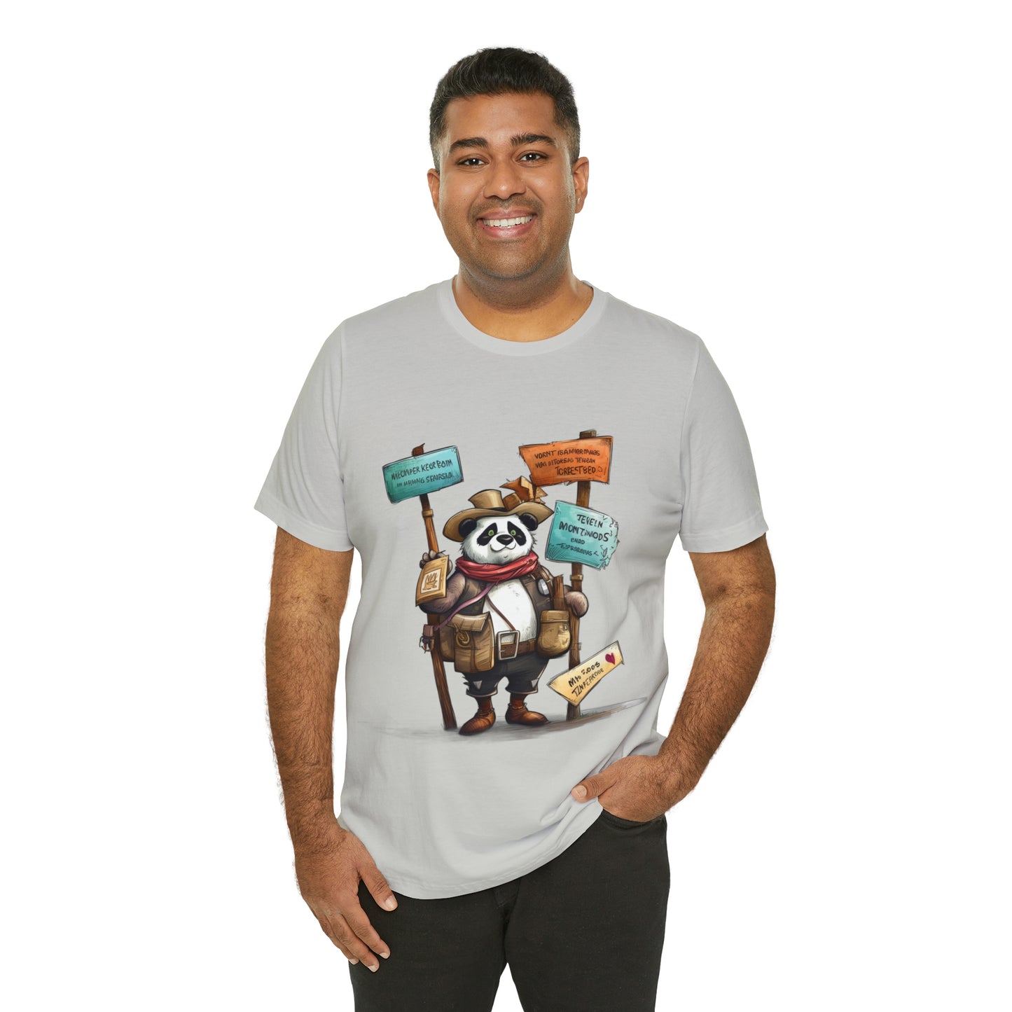 "Wanderlust Panda" Unisex Jersey Short Sleeve Tee