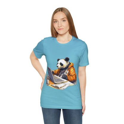 "Tech-Savvy Panda" Unisex Jersey Short Sleeve Tee