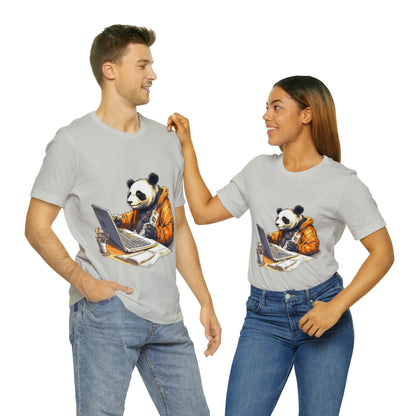 "Tech-Savvy Panda" Unisex Jersey Short Sleeve Tee