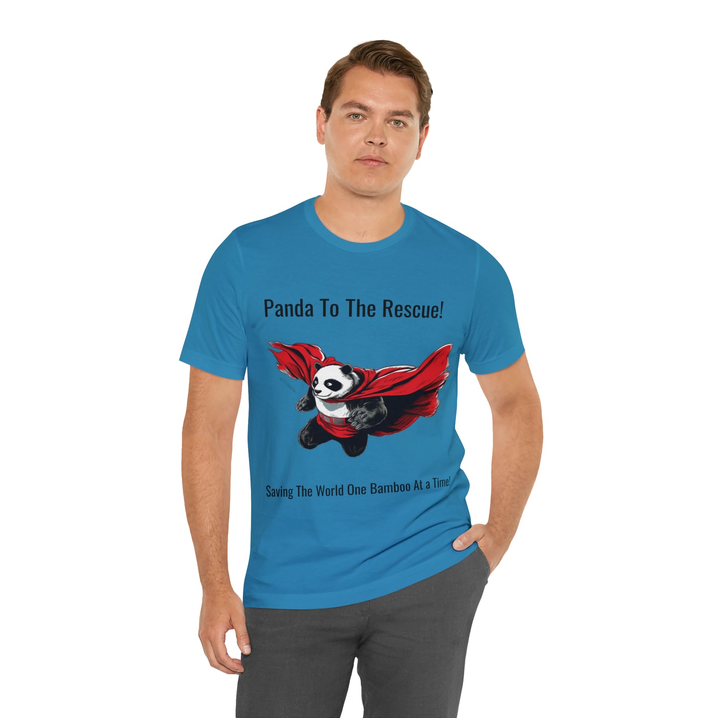 "Superhero Flying Panda" Unisex Jersey Short Sleeve Tee