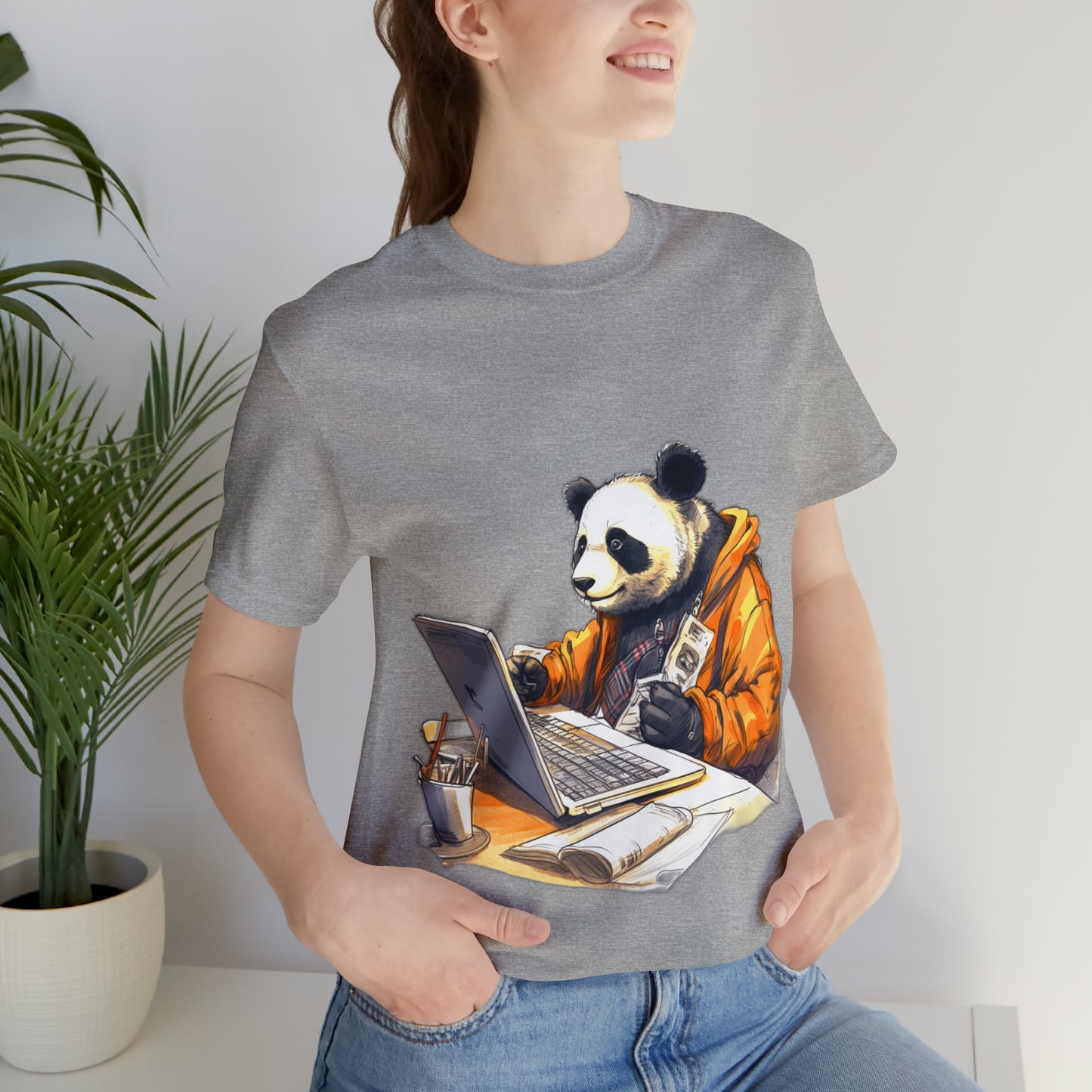 "Tech-Savvy Panda" Unisex Jersey Short Sleeve Tee