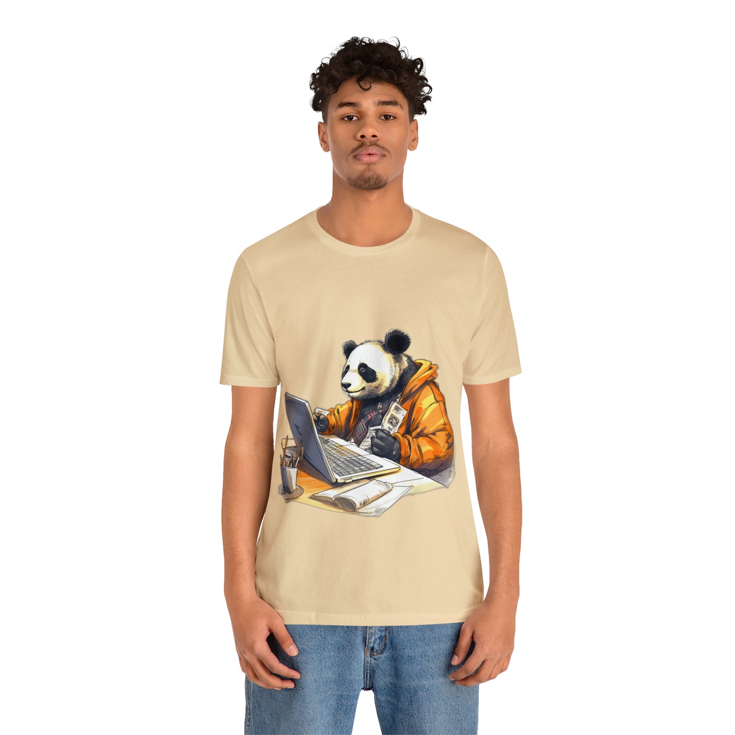 "Tech-Savvy Panda" Unisex Jersey Short Sleeve Tee