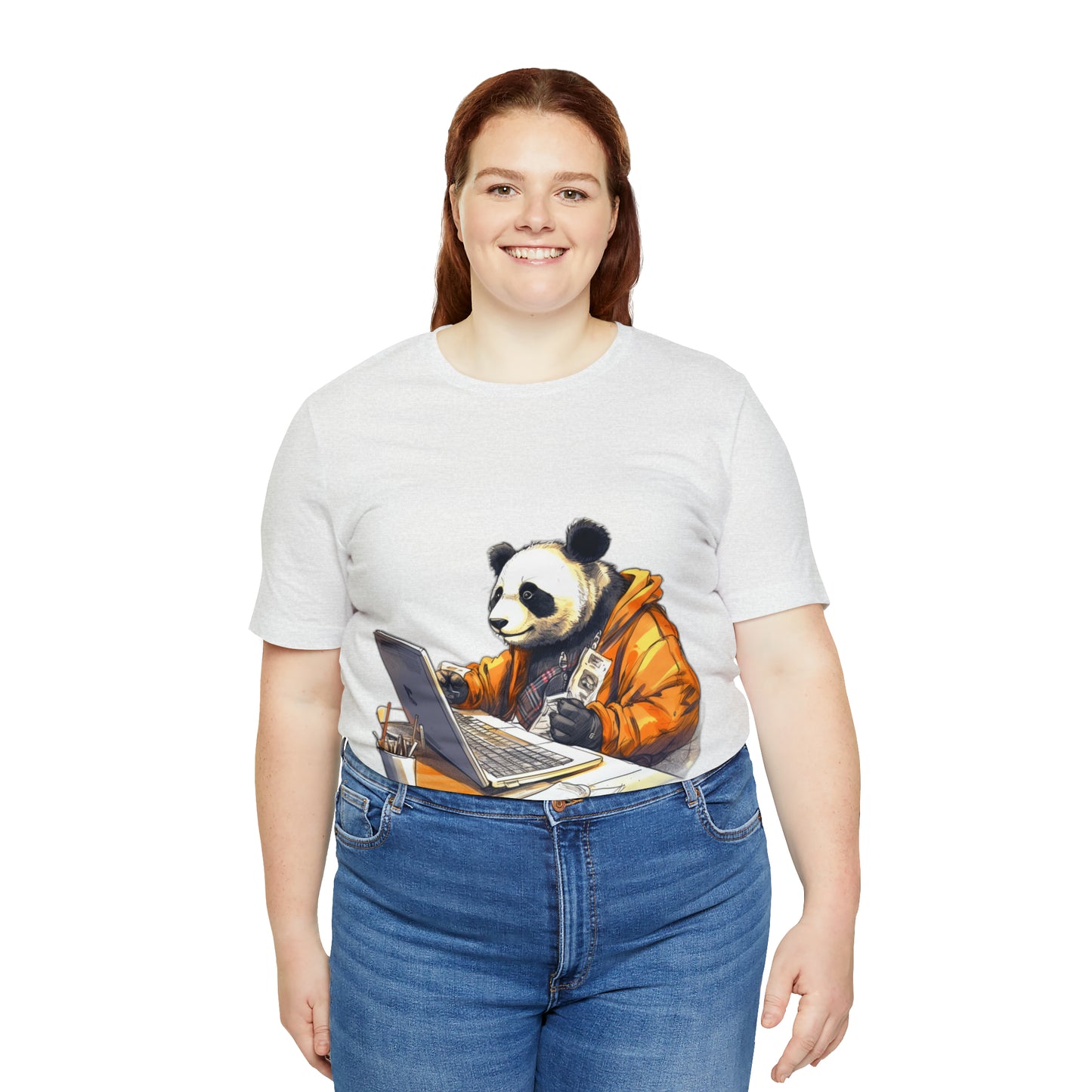 "Tech-Savvy Panda" Unisex Jersey Short Sleeve Tee