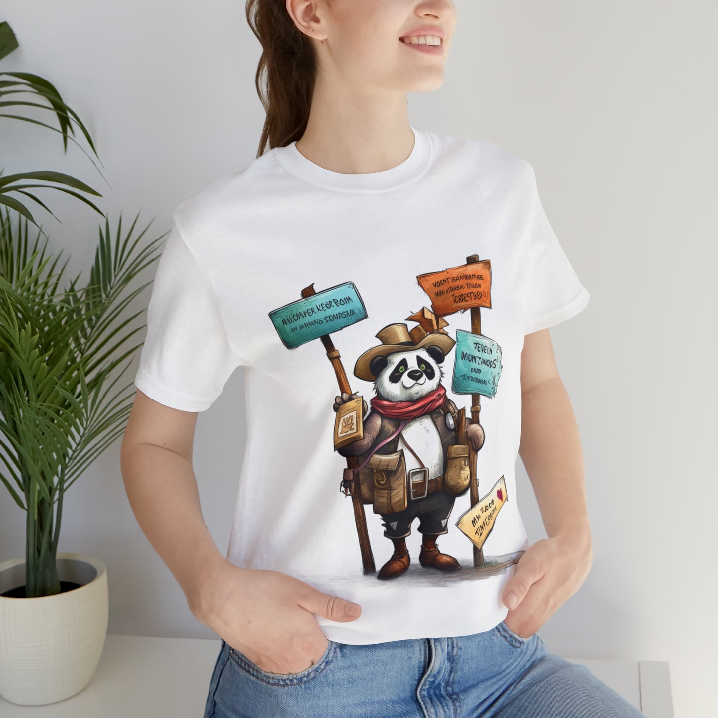 "Wanderlust Panda" Unisex Jersey Short Sleeve Tee