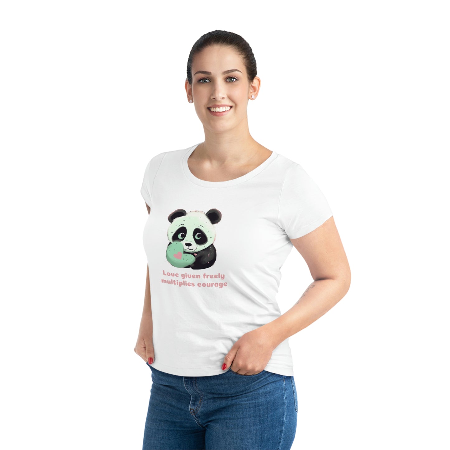 Cute Scared Panda Women's Jazzer T-Shirt - Love Multiplies Courage