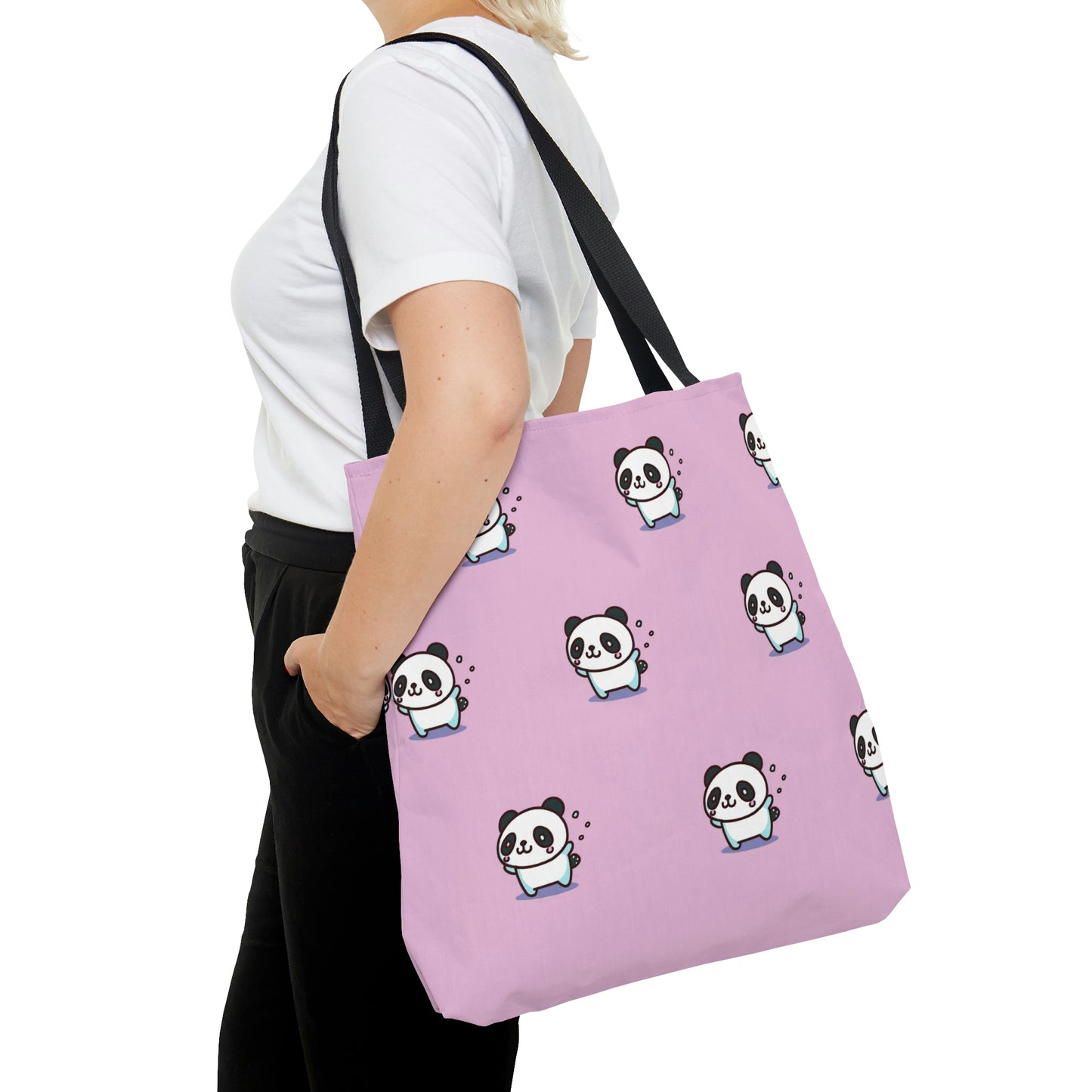 Pink Panda Pattern Tote Bag