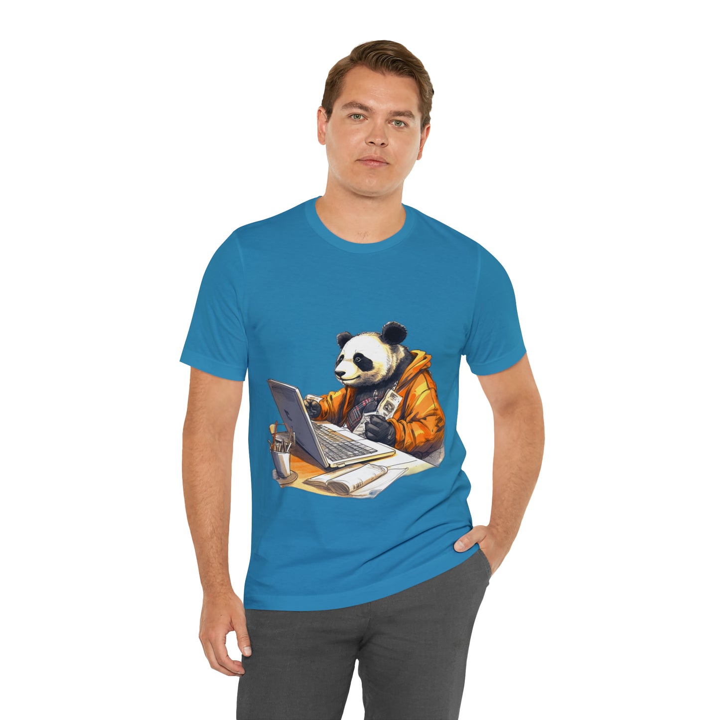 "Tech-Savvy Panda" Unisex Jersey Short Sleeve Tee