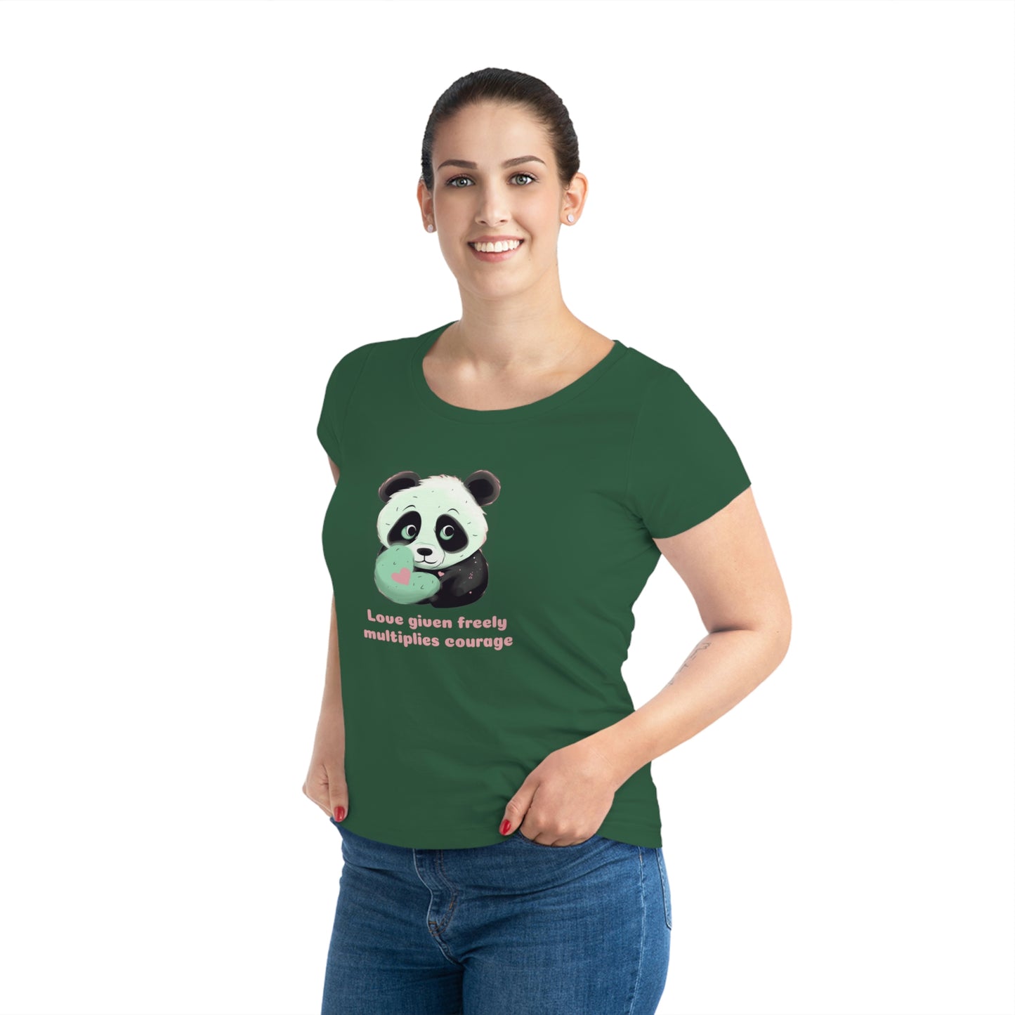 Cute Scared Panda Women's Jazzer T-Shirt - Love Multiplies Courage