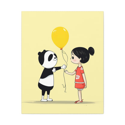 Panda & Balloon Canvas Art
