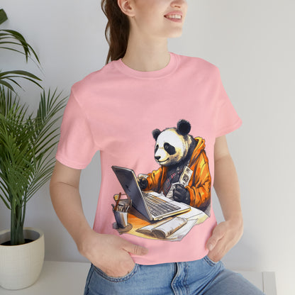 "Tech-Savvy Panda" Unisex Jersey Short Sleeve Tee