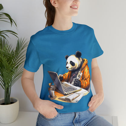 "Tech-Savvy Panda" Unisex Jersey Short Sleeve Tee