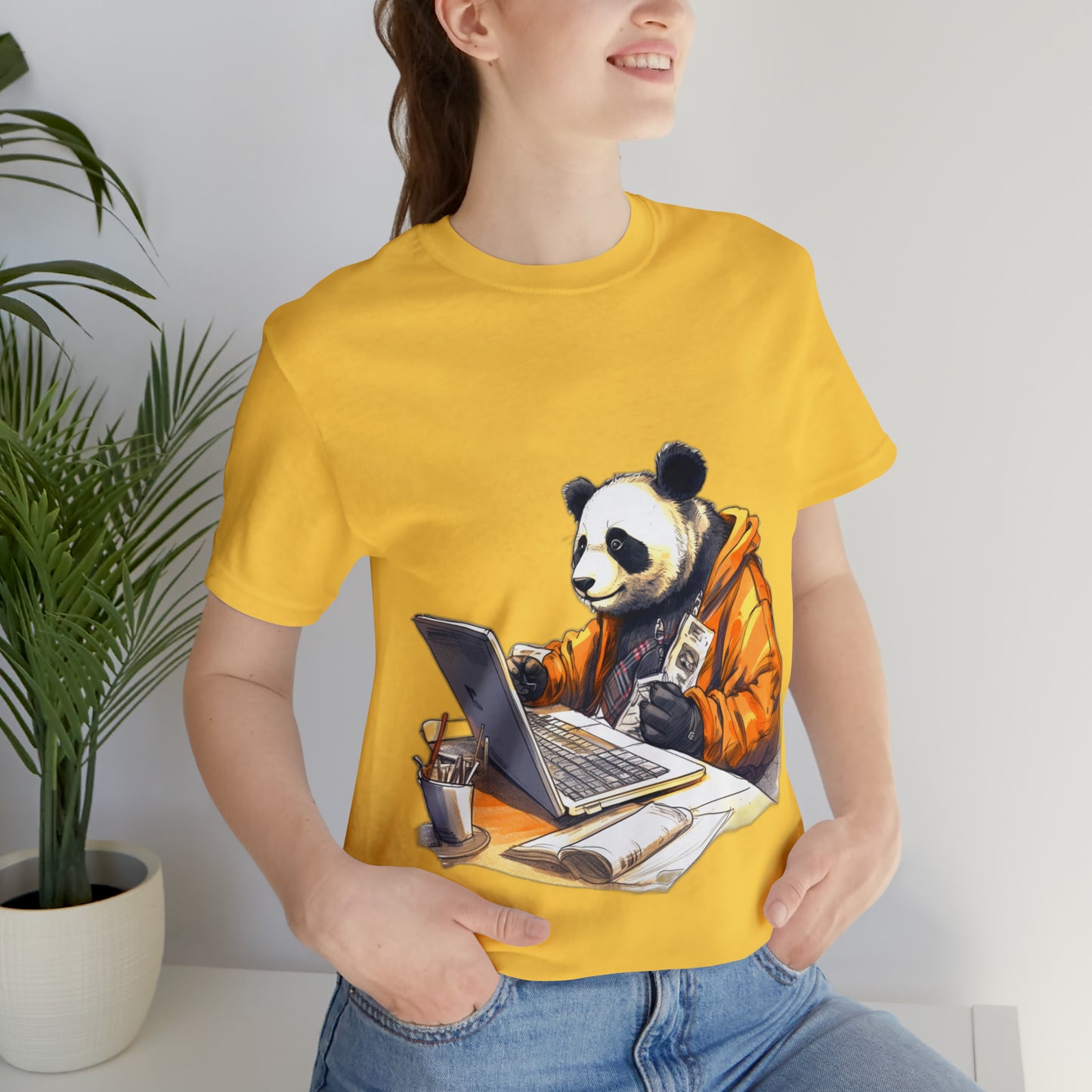 "Tech-Savvy Panda" Unisex Jersey Short Sleeve Tee